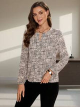 Clasi Women Autumn Versatile Notched Neck Top Fall Women  Long Sleeve Shirt