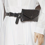 Mini Rivet Belt Bag - Edgy Punk Rock Inspired Design, Compact Waist Pouch Phone Holder, Adjustable Strap for Customized Fit - Elevate Your Style with This Fashionable Accessory for Outfit Enhancement