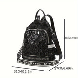 Fashion Sequin Women's Backpack - PU Leather, Large Capacity Casual Daypack with Adjustable Straps, Zip Closure, Polyester Lined, Solid Color, Guangzhou - Versatile Travel and School Bag
