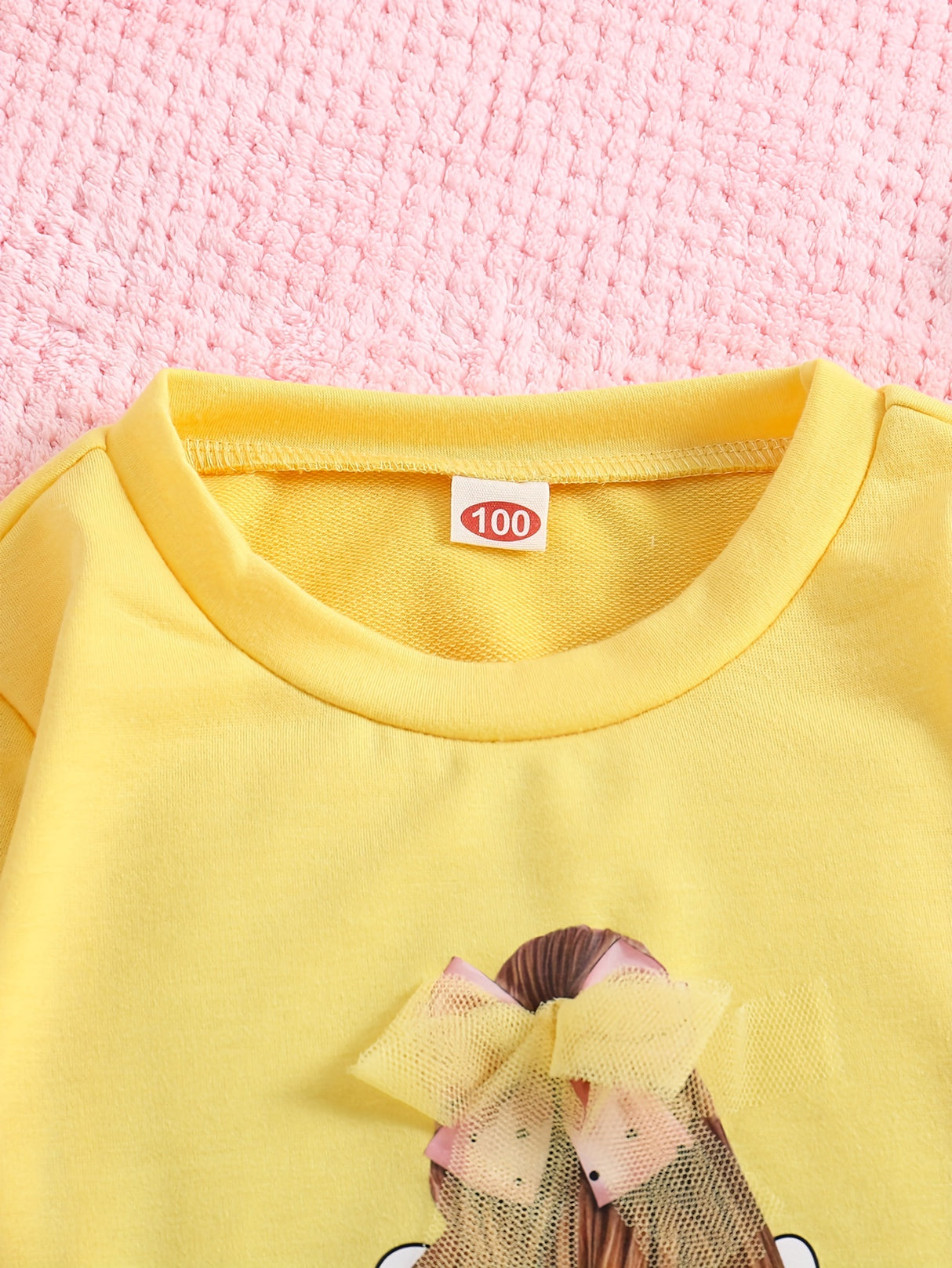 Girls, Mesh Bowknot Princess Design Pullover Long Sleeve Crew Neck Sweatshirt Tops, Kids Clothes For Spring Fall