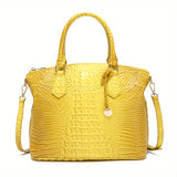 Chic Crocodile Embossed Womens Handbag - Top Handle Satchel with Roomy Interior & Convertible Crossbody Strap - Fashion Purse for Everyday Style