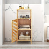 14.2 Inch SOGES Bamboo Bathroom Storage Cabinet - Floor Standing, Shutter Door, Multi-Shelf Organizer for Bathroom Essentials