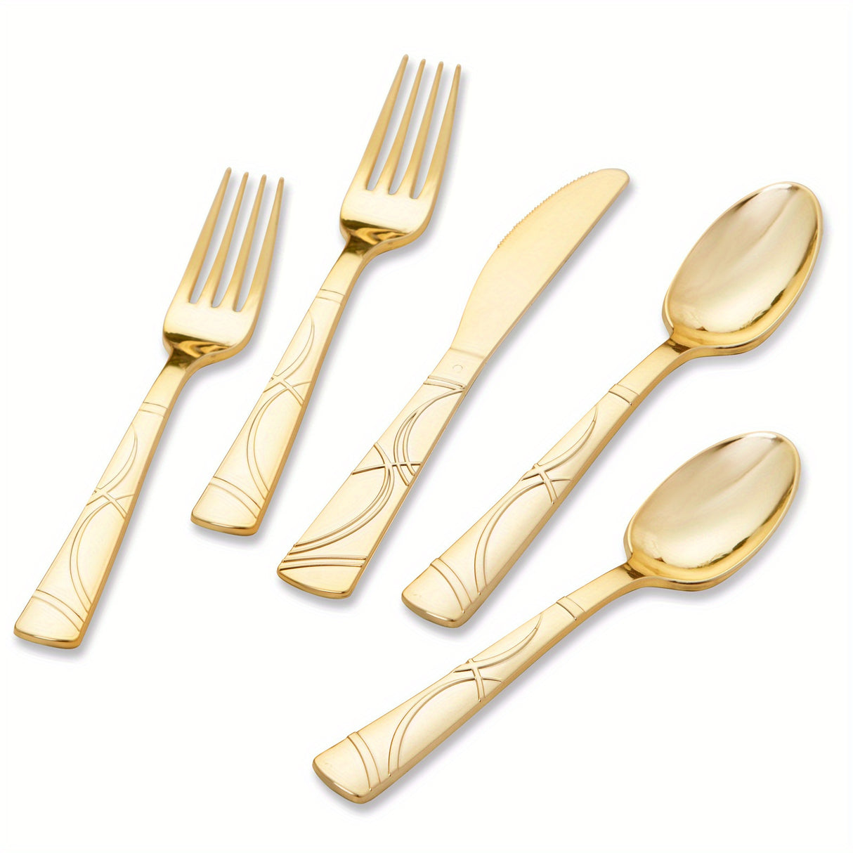 75 Pcs Golden Silverware - Golden Cutlery Set - Disposable Flatware Dinnerware Includes 25 Golden Forks, 25 Golden Spoons, 25 Golden Knives Utensils For Party, Birthday, Wedding, Reuse After Washing Hands