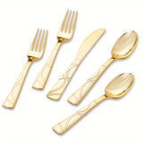 75 Pcs Golden Silverware - Golden Cutlery Set - Disposable Flatware Dinnerware Includes 25 Golden Forks, 25 Golden Spoons, 25 Golden Knives Utensils For Party, Birthday, Wedding, Reuse After Washing Hands