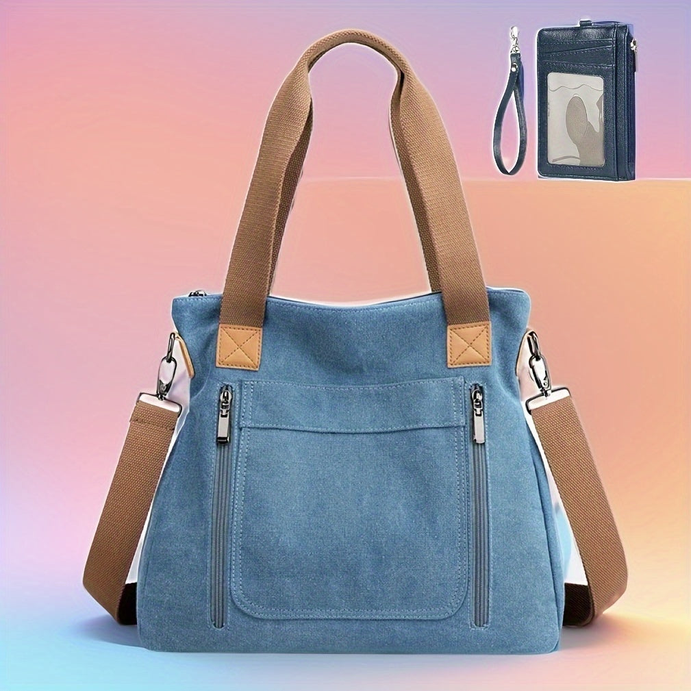 Vibrant Geometric Canvas Tote Bag - Lightweight, Foldable, Casual Messenger Bag for Women - Perfect for Daily Use, Polyester Lining, and Unisex Design