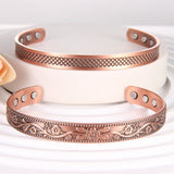 2pcs Copper Bracelets For Women And Men, Copper Magnetic Bracelet With 6pcs Ultra Strength Magnets, Adjustable Copper Cuff Bangle