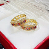 Trendy Channel Setting Rectangle Cut Topaz Vice Stone Ziconia Hoop Earrings for Women Bridal Wedding Party Earring Jewelry