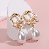 [Vintage Pearl Earrings] 14K Golden Freshwater Pearl Earrings | Vintage Floral, Rhinestone Accents, Stainless Steel Ear Needle, Cute Daily & Vacation Wear, All-Season Accessory