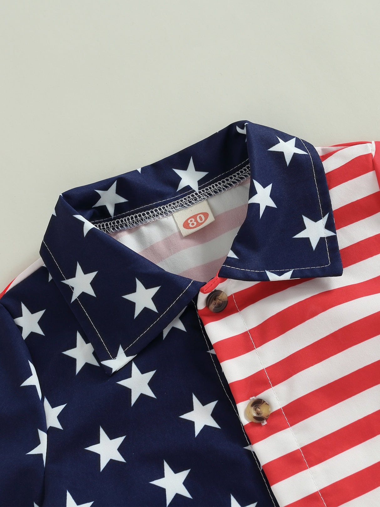 Toddler Boys Summer Short Sleeve Outfits 2pcs 4th of July Red Clothes, Stars and Stripes Print Shirt + Shorts Set for Casual Streetwear, for Outdoor