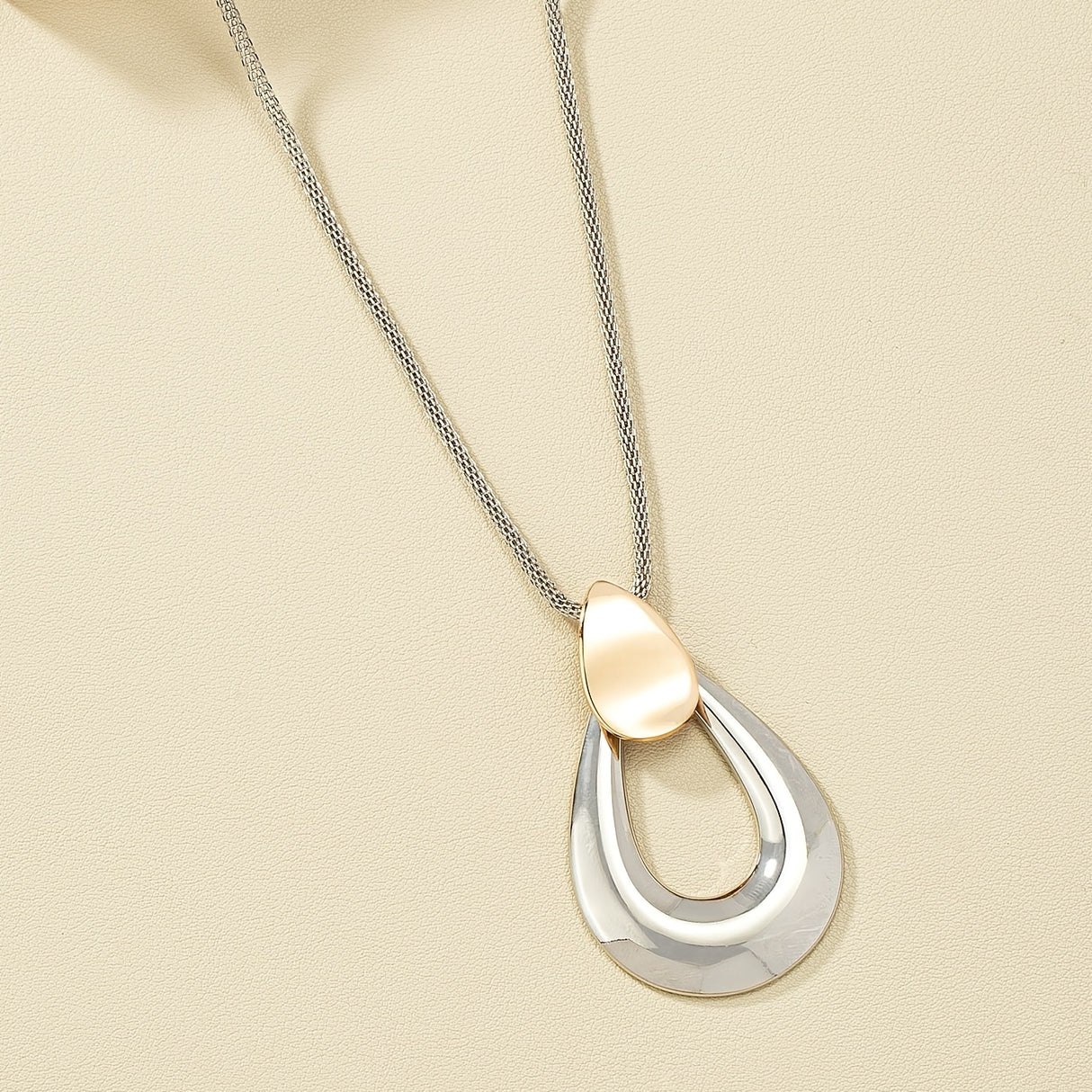 Simple Water Drop Pendant Long Necklace Sweater Chain For Women