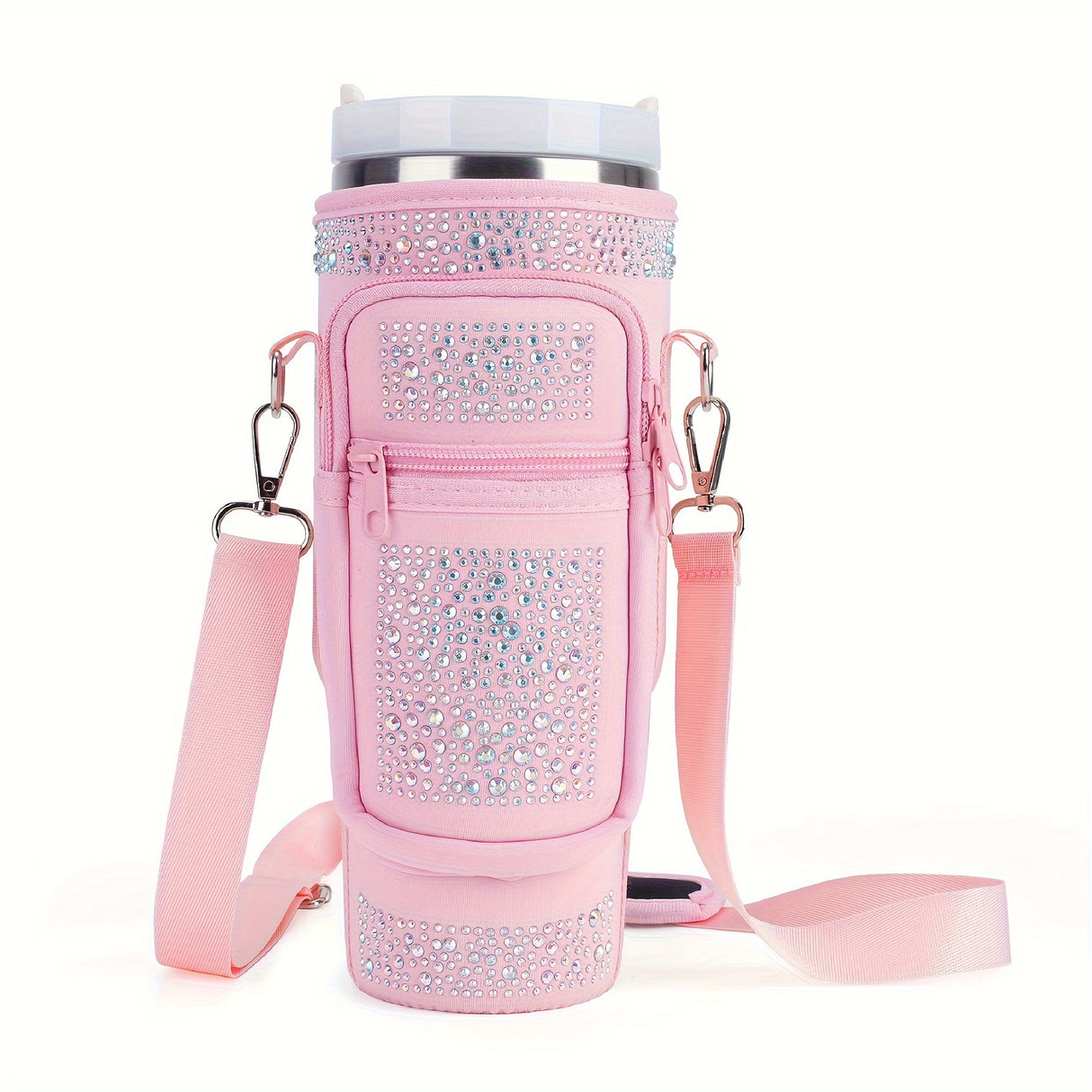 Water Bottle Carrier Bag, Cup Belt Bag with Phone Pocket, Adjustable Strap