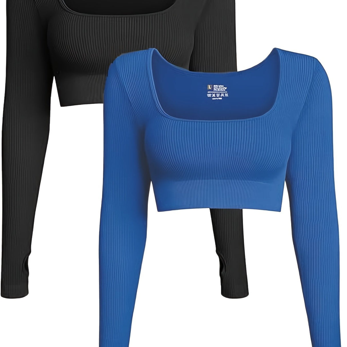 Women'S High-Intensity Yoga & Fitness Long Sleeve Crop Tops - Slimming, Stretchy, Four Seasons, Versatile Wear (2pcs Set), High-Waisted Design, Breathable Fabric, No Belt, Stretchy Fabric, Crop Top, Solid Color