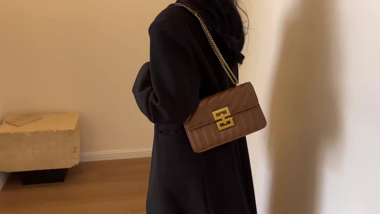 Luxury Quilted Crossbody Bag for Women - Stylish Chain Shoulder Bag with Solid Color Square Purse