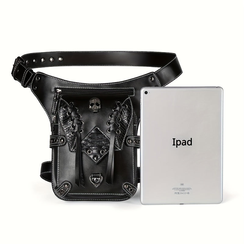 Punk Style Cool Flap Waist Bag, Chic Motorbike Bag, Phone Bag, Retro Belt Bag For Men Women