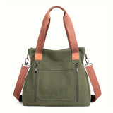 Large Capacity Canvas Tote Bag, Durable Lightweight Crossbody Bag, Casual Practical Commuter Bag