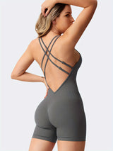 [For Women Scrunch Butt Romper] Workout Backless Jumpsuits Scrunch Butt Form Romper Bodysuits For Women Shorts Body Shaper