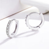 Sterling Silver White Gold Plated Hoop Earrings with Needle Drill Design, Nickel-Free