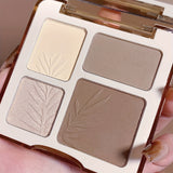 4 Colors JU DUO Warm/ Cold Matte Shimmer Color Facial Pressed Powder Highlighter Contour Nose Shadow Palette