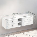 72×23×21inch Wall Hung Wood Frame Doulble Sink Bath Vanity Cabinet Only In Bathroom Vanities Without Tops With Roomy Storage Compartments For Holding Bathroom Essentials