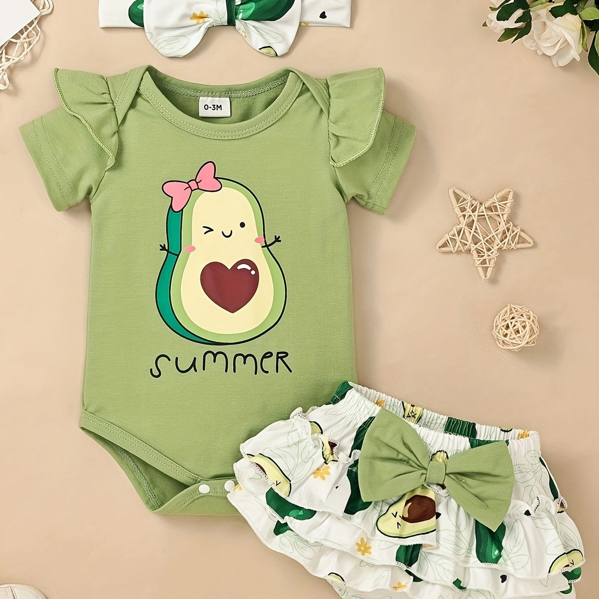 Newborn Baby Girl Clothes Infant Summer Shorts Set Ruffle Romper Cute Baby Clothes Summer Outfits Set 0-18 Months, Perfect for Outdoor