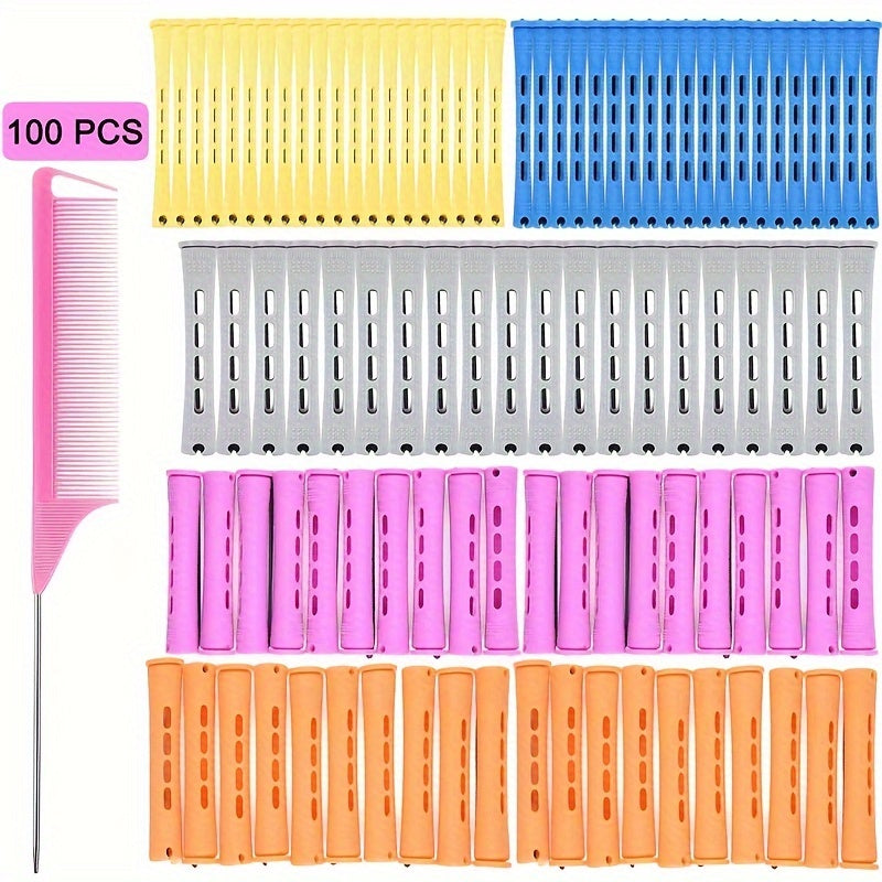 100pcs/set Hair Perm Rod Set Hair Curling Rods Hair Curler Curly Hair Rollers DIY Hair Styling Accessories For All Type Of Hair
