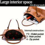 Fashionable Designer Soft Leather Retro Tote Bag - Large Capacity, Multi-pocket Organizer - Casual Ladies Shoulder & Crossbody Bag with Adjustable Strap - Perfect Mothers Day Gift for Her - Durable, Stylish, and Versatile Pur