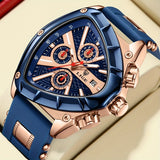 Sports Triangle Mens Watches, Luminous Pointers Fashion Rubber Strap Waterproof Irregular Quartz Wristwatch
