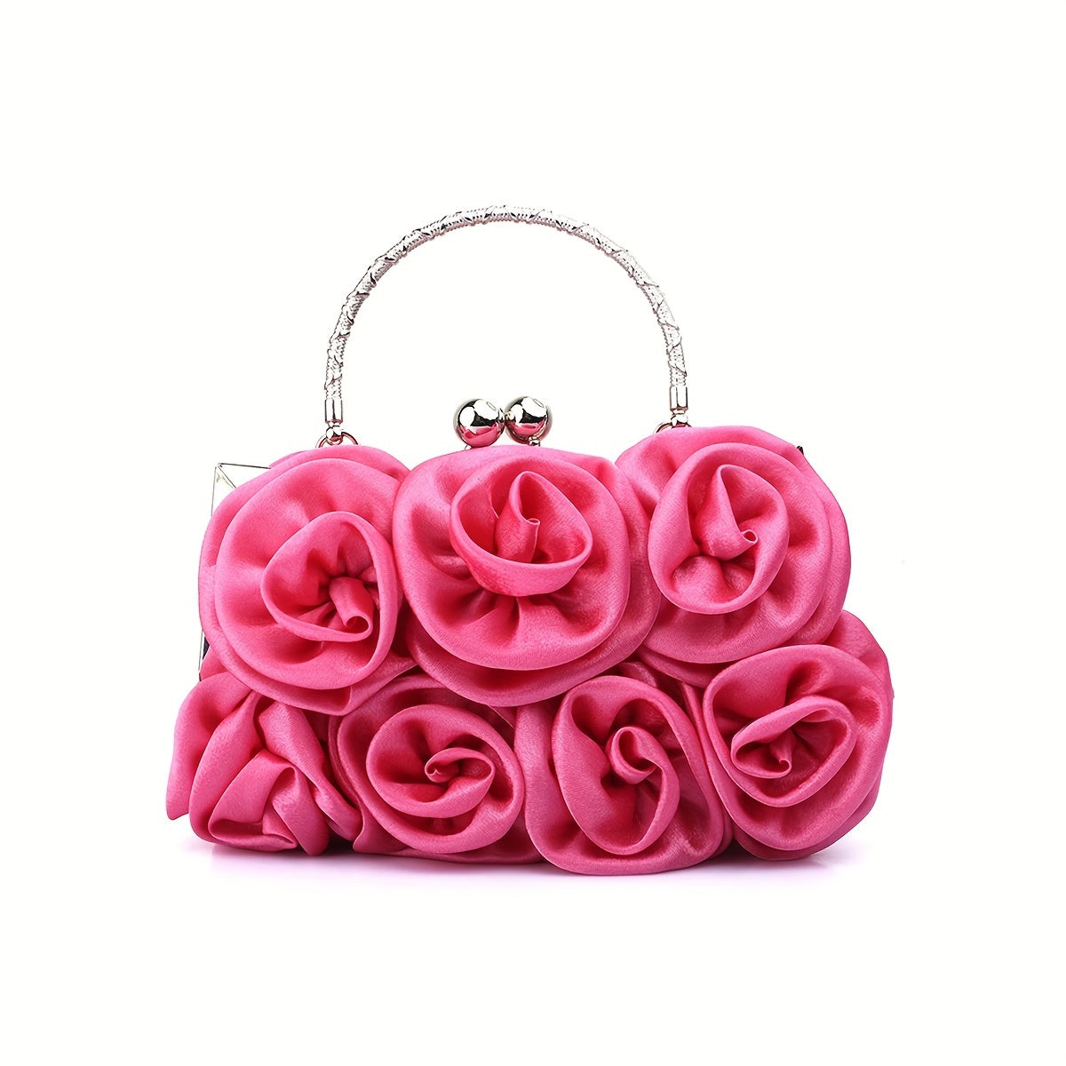 Elegant Floral Embellished Purse with Kiss Clasp