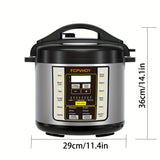 Electric Pressure Cooker 6 Qt, 9-in-1 Instant Multi Cooker With Safer Venting Design, Rice Cooker, Slow Cooker, Sous Vide, Saute Pot, Stainless Steel 304 Liner