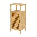 14.2 Inch SOGES Bamboo Bathroom Storage Cabinet - Floor Standing, Shutter Door, Multi-Shelf Organizer for Bathroom Essentials