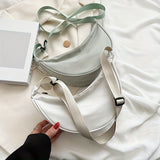 Casual Minimalist Solid Color Crossbody Bag, Zipper Crescent Shoulder Bag For Women, Daily Use Bag