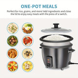 Rice Cooker with Removable Nonstick Pot, Yogurt Maker with Auto Keep Warm Function, Large Capacity 6-cup (cooked) 1.5 Qt, 3-cup (uncook), One Touch Operation Grain Cooker, Multicooker, Stainless Steel Inner Liner, Steamer, Oa