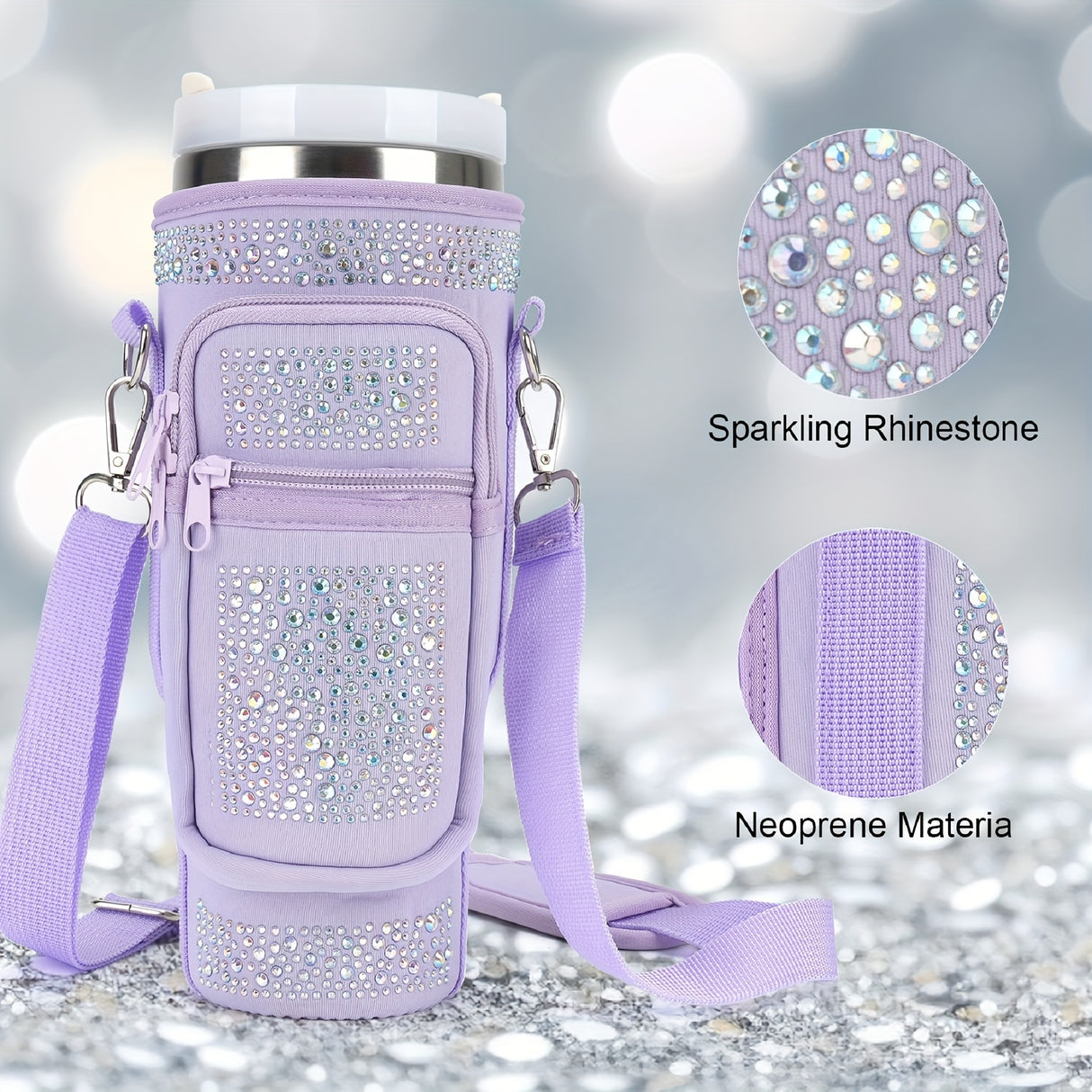 Water Bottle Carrier Bag, Cup Belt Bag with Phone Pocket, Adjustable Strap