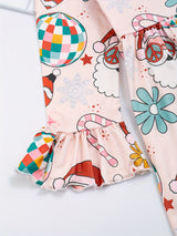 Festive Girls' Christmas Party Dress - Casual & Stretchy Santa Claus & Candy Graphic Kids Clothes for Girls