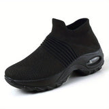 Women's Air Cushion Sole Sock Sneakers, Lightweight Knit Slip On Shoes, Breathable Running Shoes