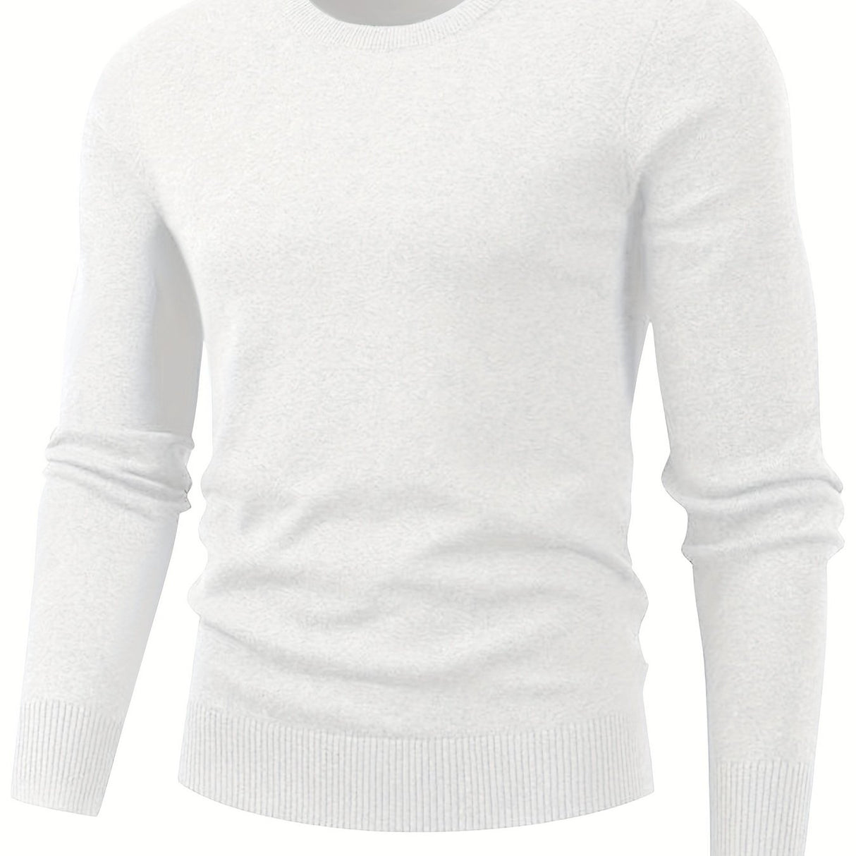 All Match Knitted Solid Sweater, Men's Casual Warm Mid Stretch Crew Neck Pullover Sweater For Men Fall Winter, Old Money Style