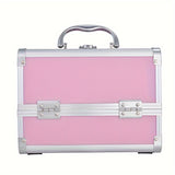 Professional Makeup Artist Travel Case - 6.7x6.7x9" Portable Cosmetic Organizer with Mirror, Brush Holder & Lockable Key - Ideal for Jewelry Storage & Bathroom Essentials