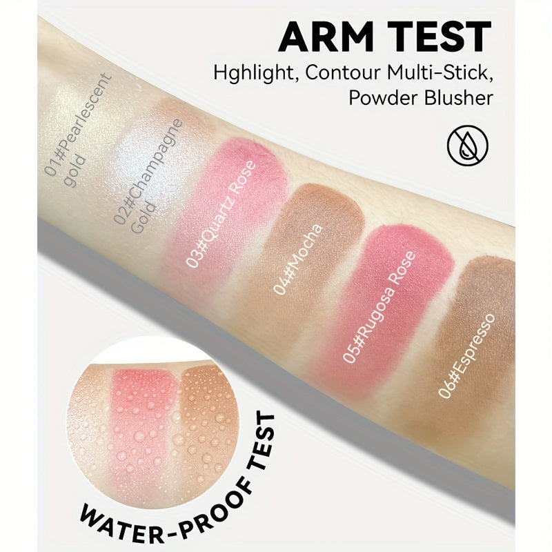 3-Piece Makeup Trio Set - Creamy Blush, Radiant Highlighter & Defined Contour - Waterproof, Long-Lasting Formula - Perfect Gift for Mothers Day & Beyond