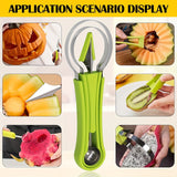 4-Piece Fruit Carving Knife Set - Stainless Steel Watermelon Slicer, Melon Baller Scoop, Seed Remover, Peeler - Multifunctional Fruit Shaping Kitchen Gadgets for Fruit Preparation & Decoration