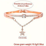 2pcs/set Women's Chic Quartz Heart-Shaped Watches and Sparkling Star Bracelet Set - an Elegant Gift For Her, The Perfect Choice For Valentine's Day