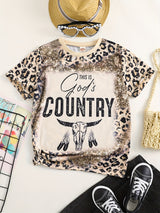 Girls Cute Round Neck "COUNTRY" Graphic Short Sleeve T-shirt Casual Tees Top Summer Kids Clothes