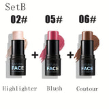 3-Piece Makeup Trio Set - Creamy Blush, Radiant Highlighter & Defined Contour - Waterproof, Long-Lasting Formula - Perfect Gift for Mothers Day & Beyond