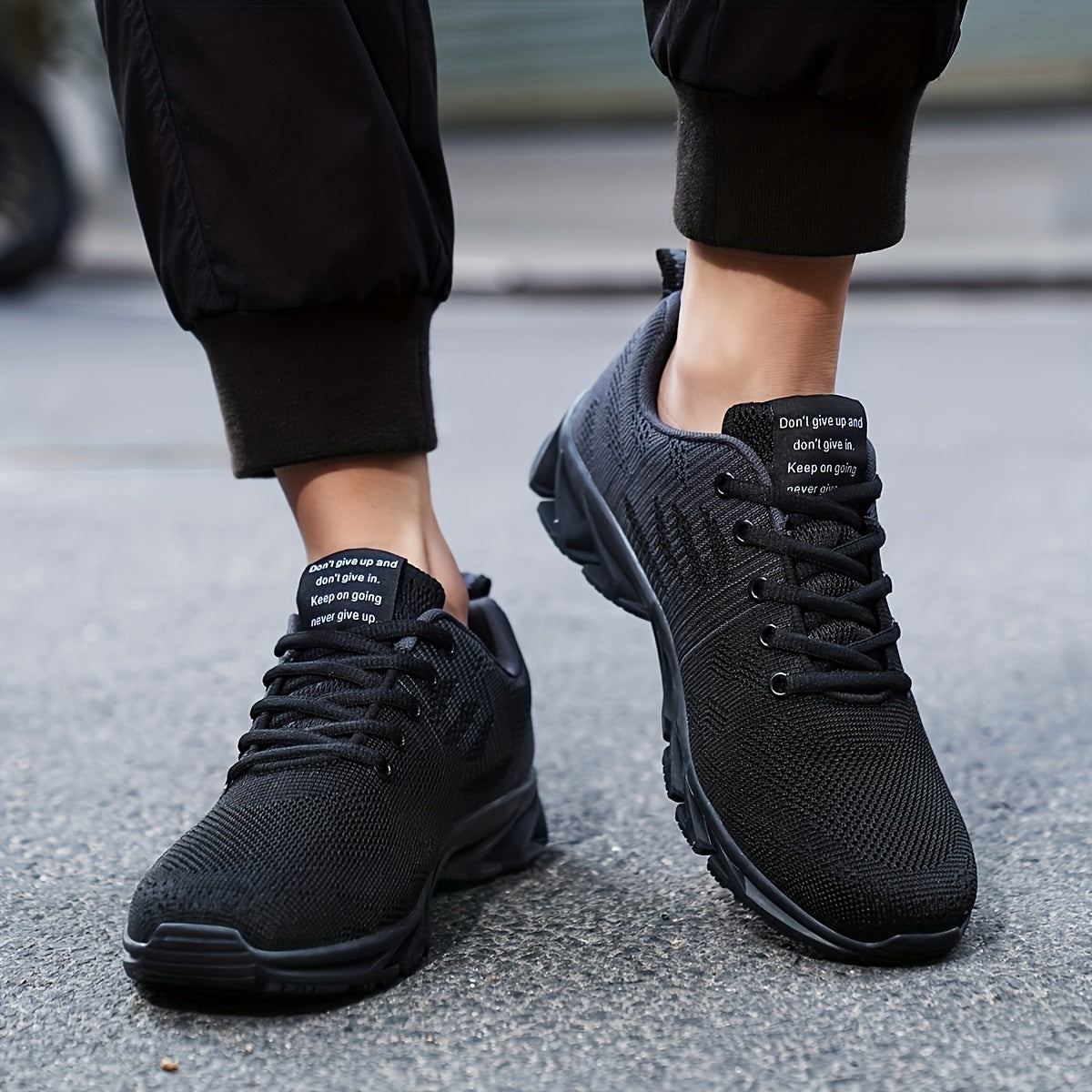 Men's Trendy Knitted Breathable Lightweight Shock-Absorbing Comfy Running Shoes, Spring And Summer