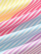Little Girls Striped A-Line Dress with Tie Belt - Short Sleeve, Non-Stretch Polyester, Casual Summer Holiday Wear for Girls - Perfect Gift Idea
