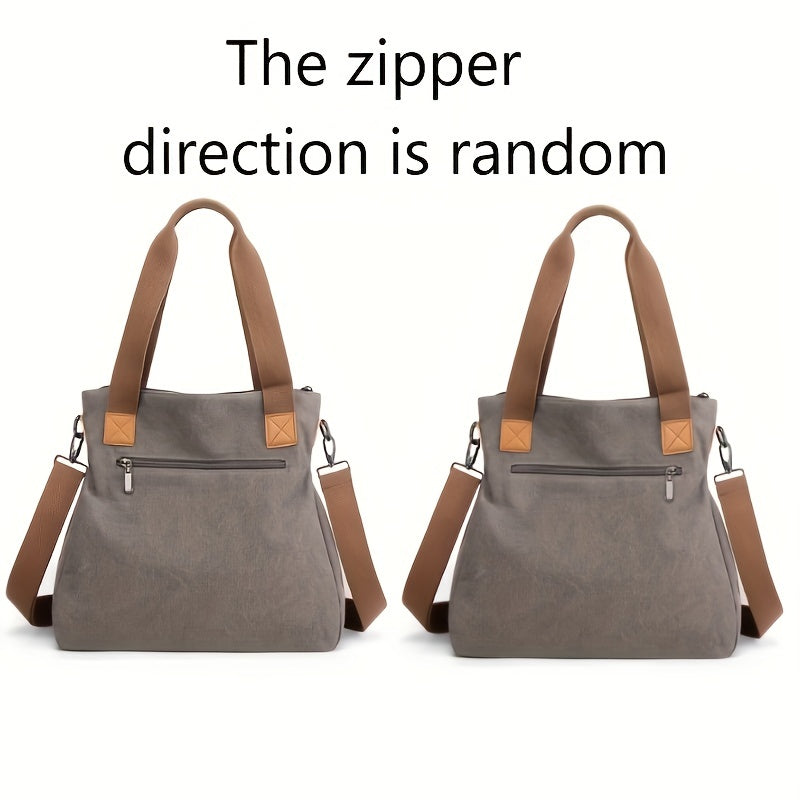 Large Capacity Canvas Tote Bag, Durable Lightweight Crossbody Bag, Casual Practical Commuter Bag