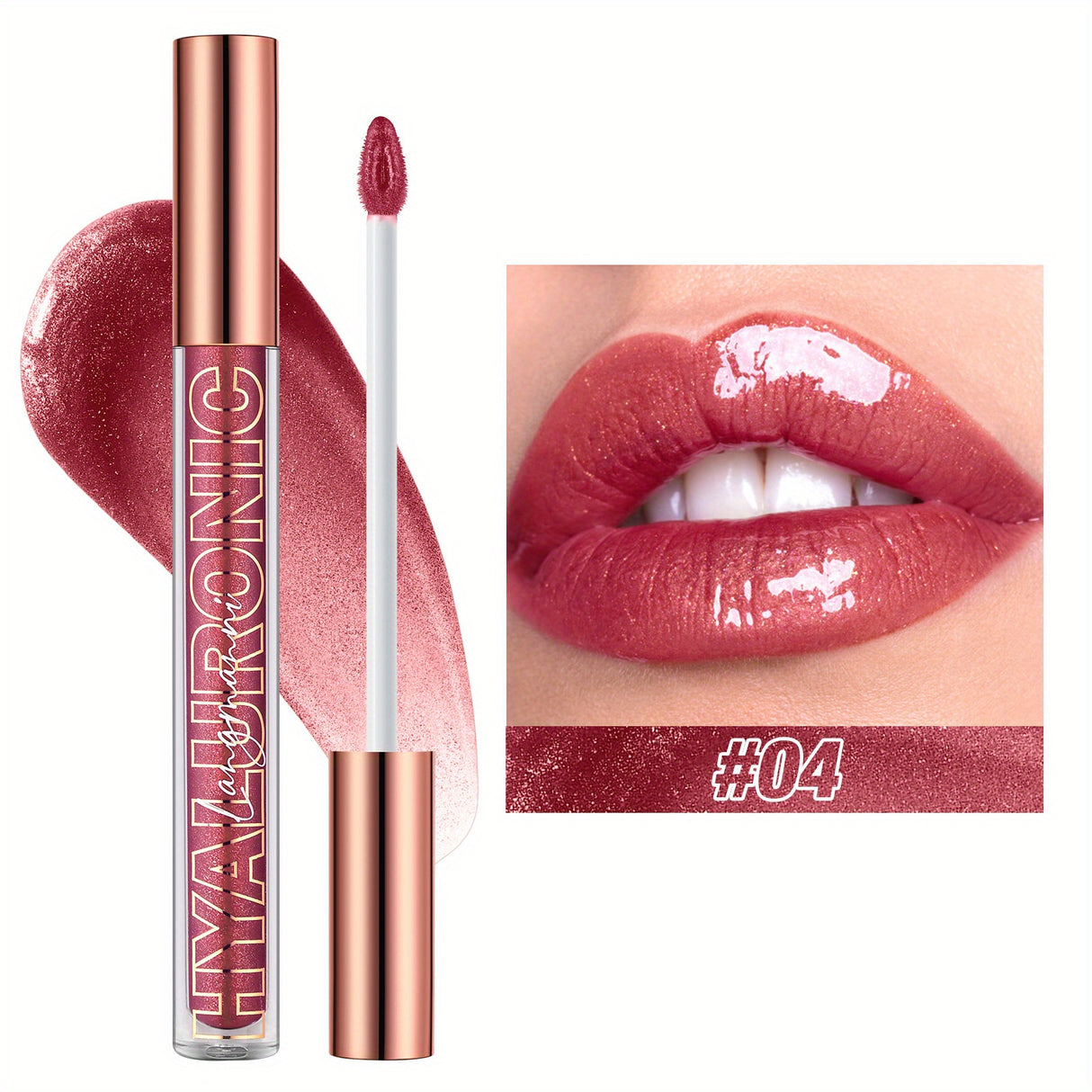 Eight Colors Hyaluronic Acid Moisturizing Lip Glaze Glitter Gloss - Non-Stick, Hydrating, Natural Nude Makeup - Perfect Valentine's Day Gifts, Music Festival Essentials, Long-Lasting, Cruelty-Free, Paraben-Free