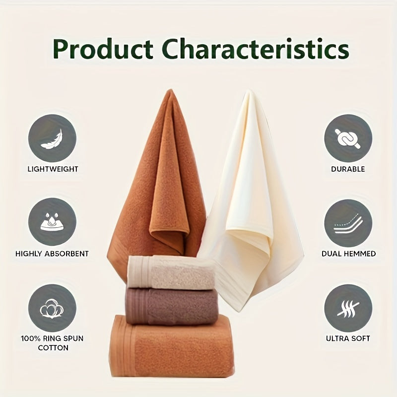 6-Piece Luxury Cotton Towel Set - Ultra-Absorbent, Quick-Drying, Super Soft, and Thickened for Bathroom Essentials - Complete Home Bathroom Supplies with 2 Washcloths, 2 Hand Towels, and 2 Bath Towels