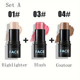 3-Piece Makeup Trio Set - Creamy Blush, Radiant Highlighter & Defined Contour - Waterproof, Long-Lasting Formula - Perfect Gift for Mothers Day & Beyond