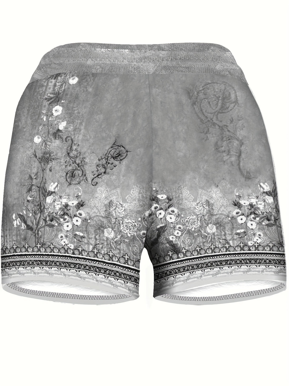 Stretchy Polyester Drawstring Waist Shorts - High Elasticity, All Over Random Print, Casual Summer Shorts for Women - Comfy, Breathable, and Quick Drying
