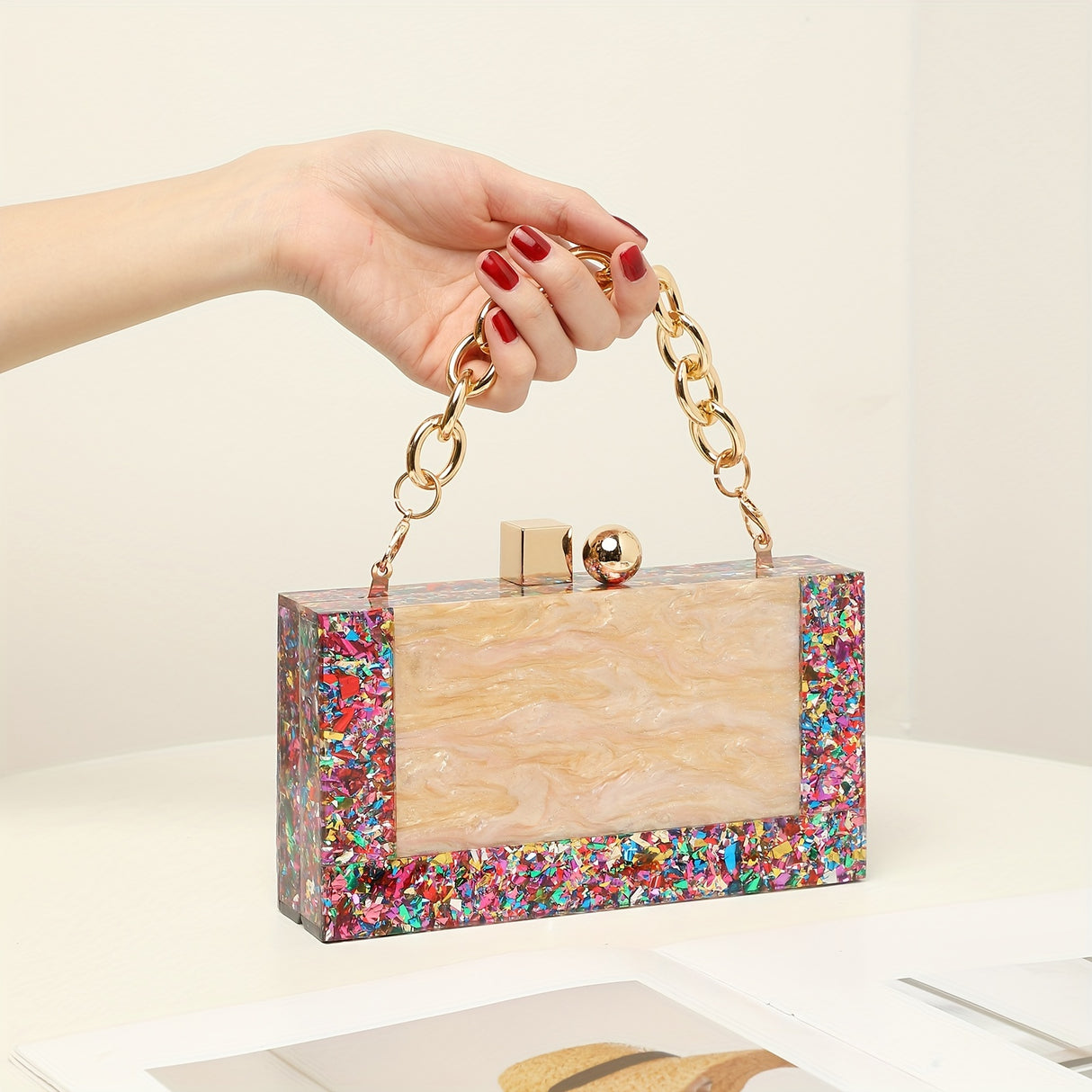 Mini Elegant Dinner Clutch Bag, Classic Acrylic Banquet Handbag, Women's Formal Purse For Wedding Party Prom